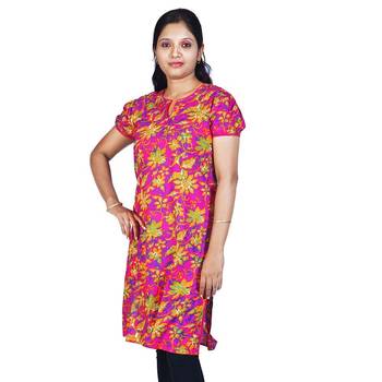 Ethnic Design Printed Magenta Cotton Kurti 3