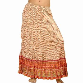 Ethnic Rajasthani White Orange Cotton Skirt 1