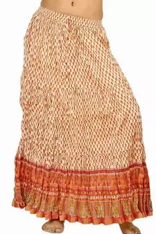 Ethnic Rajasthani White Orange Cotton Skirt