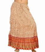 Ethnic Rajasthani White Orange Cotton Skirt