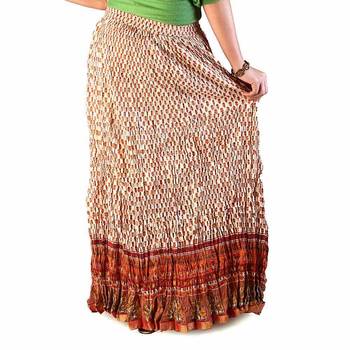 Ethnic Rajasthani White Orange Cotton Skirt 2