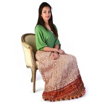 Ethnic Rajasthani White Orange Cotton Skirt 3