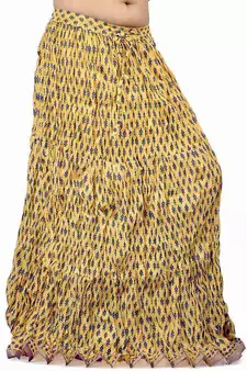 Designer Rajasthani Yellow Cotton Long Skirt