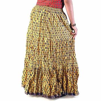 Designer Rajasthani Yellow Cotton Long Skirt 2