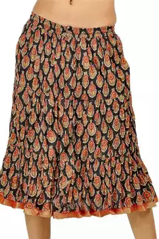 Ethnic Black And Red Pretty Cotton Short Skirt