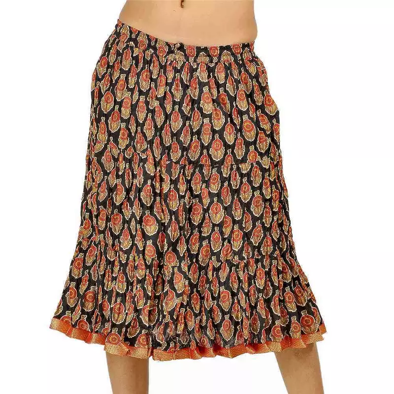 Ethnic Black And Red Pretty Cotton Short Skirt
