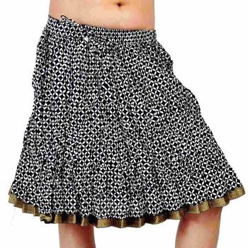Zari Border Black And White Cotton Short Skirt 1