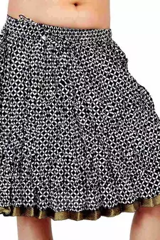 Zari Border Black And White Cotton Short Skirt
