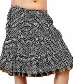 Zari Border Black And White Cotton Short Skirt