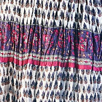 Sanganeri Flower Block Print Pink Cotton Skirt 3