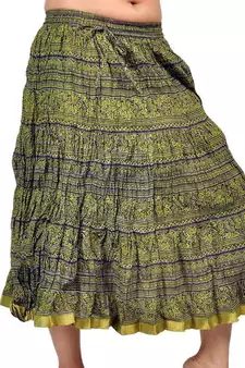 Fashionable Ethnic Mehandi Green Cotton Skirt