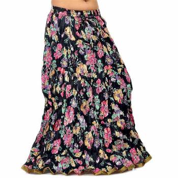 Ethnic Multicolor Floral Designer Black Long Skirt
