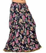 Ethnic Multicolor Floral Designer Black Long Skirt