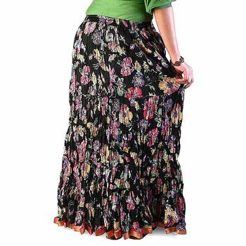 Ethnic Multicolor Floral Designer Black Long Skirt 2