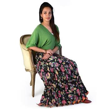 Ethnic Multicolor Floral Designer Black Long Skirt 3