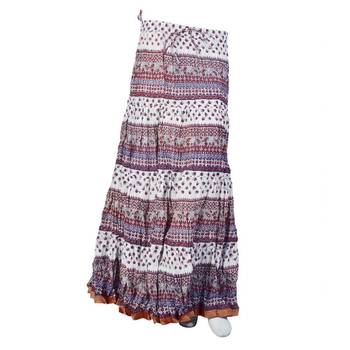 Rajasthani White And Pink Printed Cotton Skirt 1