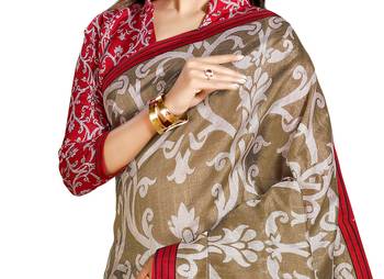 Multicolor printed silk blend saree with blouse 2