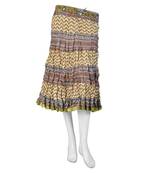 Zari Border Crushed Mehandi Green Cotton Skirt