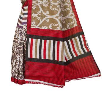 Multicolor printed silk blend saree with blouse 3