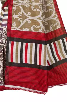 Multicolor printed art silk saree with blouse