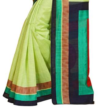 Light green printed silk blend saree with blouse 3