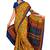 Yellow printed art silk saree with blouse