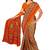 Orange printed art silk saree with blouse