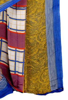 Multicolor printed art silk saree with blouse 2