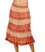 Designer Crushed Orange Booties Cotton Skirt