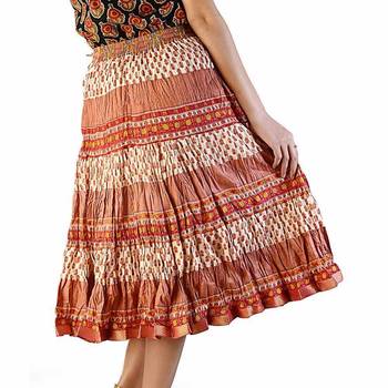 Designer Crushed Orange Booties Cotton Skirt 2