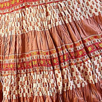 Designer Crushed Orange Booties Cotton Skirt 4