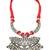 Giftpiper Threaded German Silver Necklace Hansuli Pattern Red