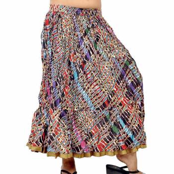 Fine Zari Border Multicolor Color Cotton Long Skirt 1
