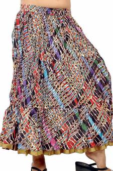 Fine Zari Border Multicolor Color Cotton Long Skirt