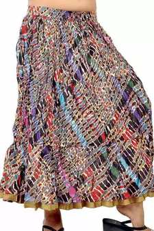 Fine Zari Border Multicolor Color Cotton Long Skirt