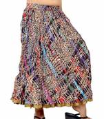 Fine Zari Border Multicolor Color Cotton Long Skirt
