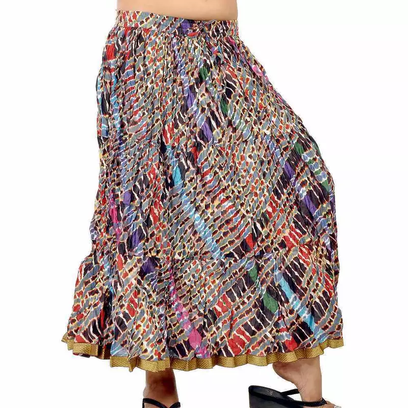 Fine Zari Border Multicolor Color Cotton Long Skirt