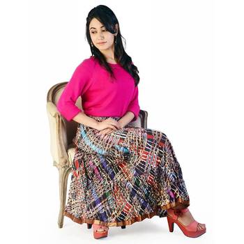 Fine Zari Border Multicolor Color Cotton Long Skirt 3