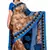 Brown printed art silk saree with blouse