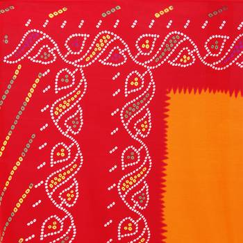 Orange printed georgette saree with blouse 3