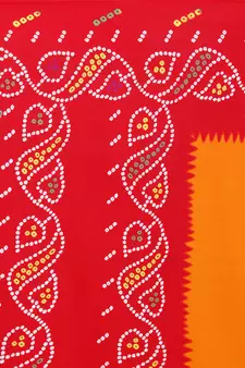Orange printed georgette saree with blouse