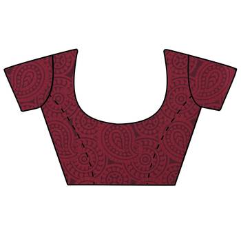 Maroon printed crepe saree with blouse 4
