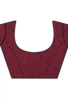 Maroon printed crepe saree with blouse