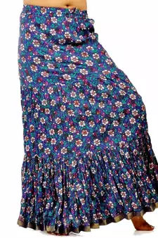 Fish Cut Floral Print Blue Pure Cotton Skirt
