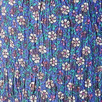 Fish Cut Floral Print Blue Pure Cotton Skirt 4