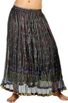 Rajasthani Coffee Brown Floral Chiffon Skirt