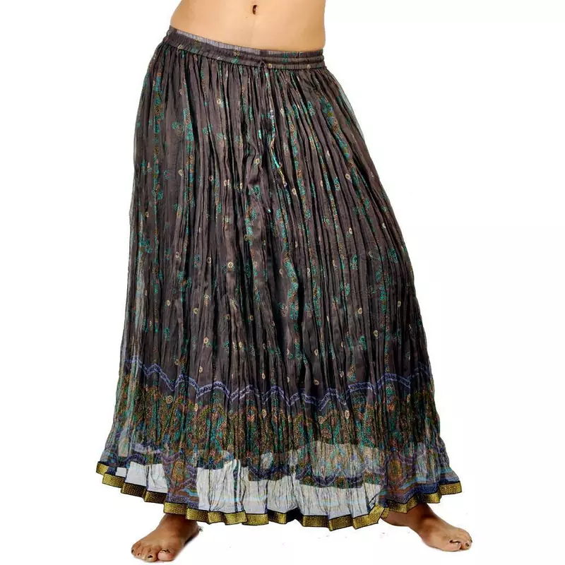 Rajasthani Coffee Brown Floral Chiffon Skirt