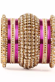 Rani Chakri Shining Bangle Set For Two Hands