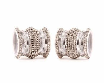 All Silver Chakri Shining Bangle Set For Two Hands 1