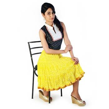 Jaipuri Tie Dye Print Pure Cotton Short Skirt 3